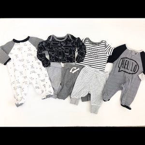 7-Piece B&W Striped Baby Sweats Set